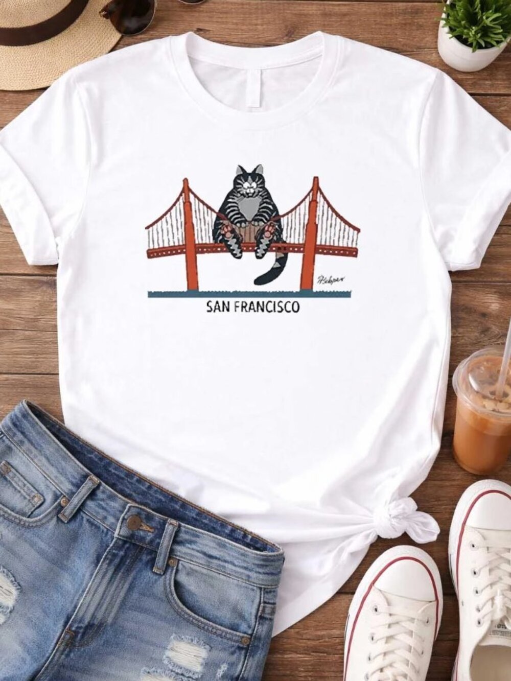 B Kliban Cat San Francisco Golden Gate T Shirt 240